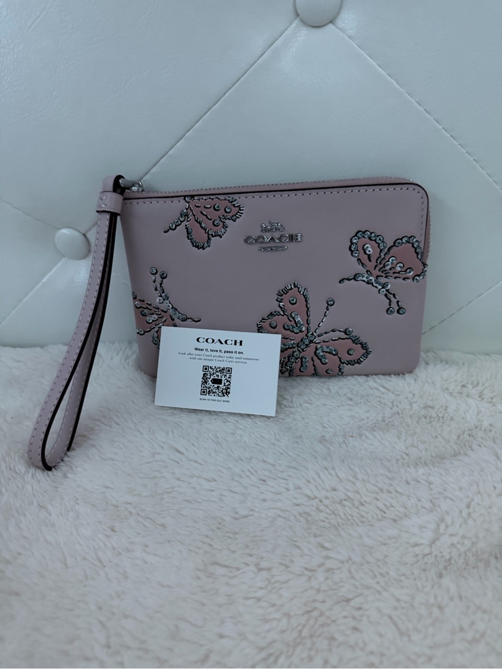 COACH Pink Butterfly Wristlet